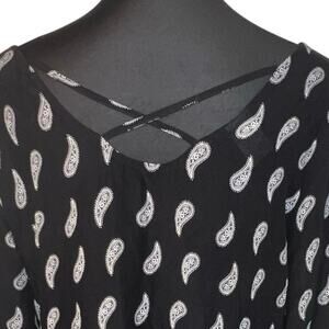 Faded Glory Women’s XL Paisley Boho Pheasant Crisscross Back Flare Sleeve‎ Tunic